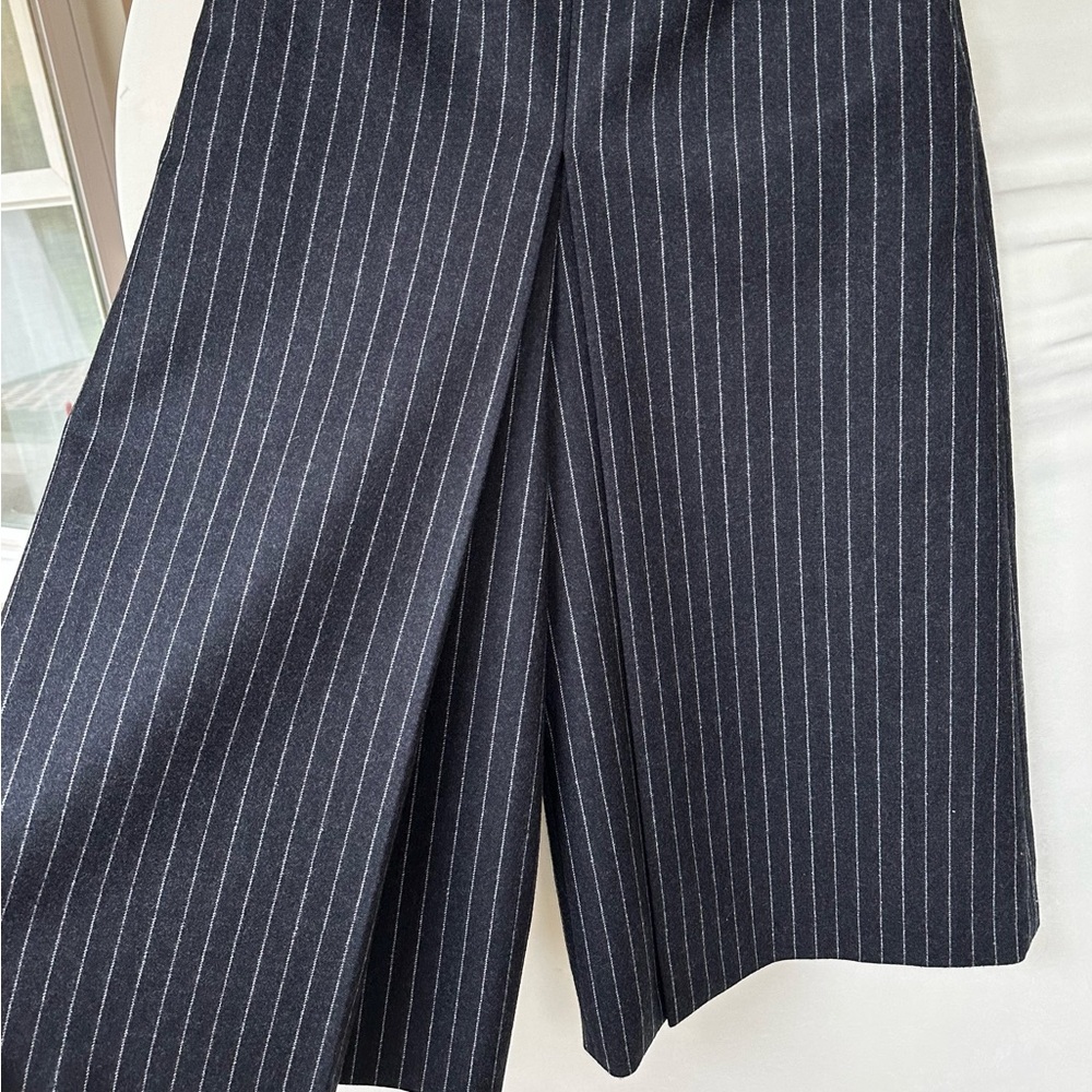 Saint Laurent Paris 2016 Pinstripe Virgin Wool Midi Culottes Pant Black F42 US10 - Picture 6 of 10